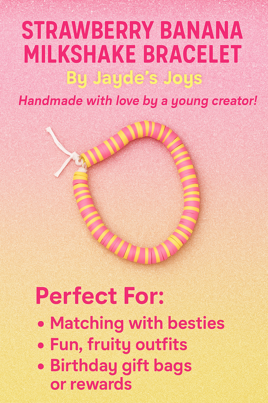 🍓🍌 Strawberry Banana Milkshake Bracelet